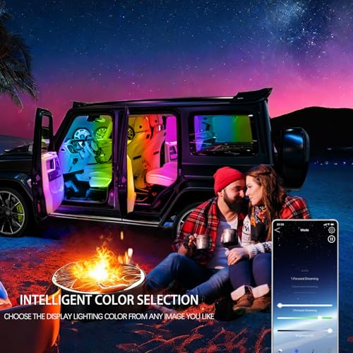 Upgrade Smart USB Dream Color Interior Car LED Strip Light with App Control (RGB Dreamcolor / 72LED,4strips)
