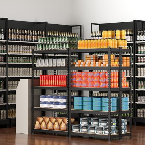 Shelving with MDF Board (Black / 27.4"W x 11.7"D x 60"H)