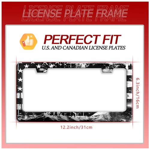 American Flag Eagle Mountains License Plate Frame Funny License Holder (American Flag Eagle Mountains)