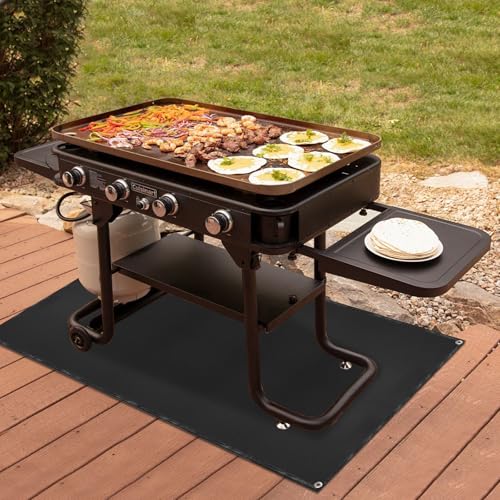 Under Grill Mat for Outdoor Grilling (Rectangular/Black / 90"L x 48"W)