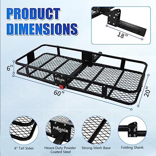 Folding Hitch Mount Cargo Carrier Hitch Rack Basket 60"*21.5"*6" Hauling Weight Capacity of 500 Lbs (60 inches)