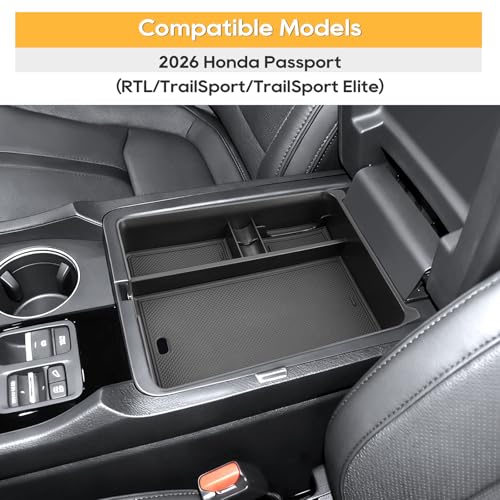 2026 Passport Center Console Organizer for 2026 Honda Passport Accessories ABS Plastic Armrest Console Glove Tray Compatible with 2026 Honda Passport RTL (2026 Honda Passport 1Pack Tray)