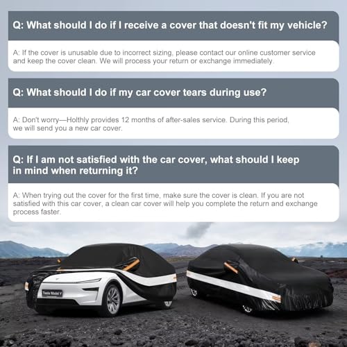 10 Layers Car Cover with Charger Port Custom Fit for Tesla Model Y (Black Gray / Custom Fit for Tesla Model Y)