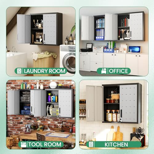Garage Wall Cabinet (Black/Grey / Wall-2 Doors)