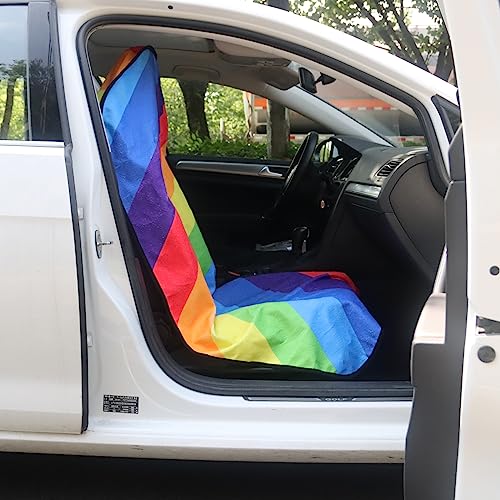 Car Seat Cover Protector Front Seats (2Pcs Front Seat Towel / Rainbow)