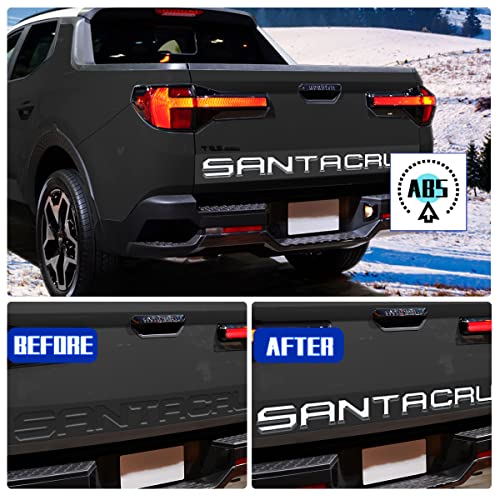 Tailgate Inserts Letters Compatible for 2022 2023 2024 2025 2026 Santa Cruz 3D Raised & Strong Adhesive Decals Letters Rear Emblem Decal Sticker Compatible for Santa Cruz Accessories (Chrome Silve)