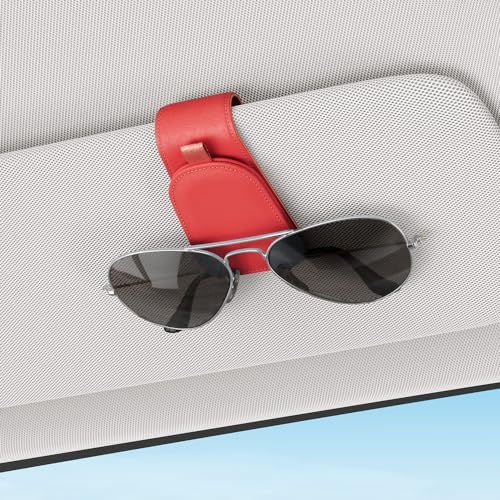 Magnetic Sunglass Holder for Car Visor (Red)