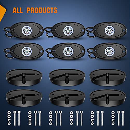LED Rock Light 6PCS Underglow Wheel Well Pods Waterproof Exterior Underbody Roof Rack Side Lamps for Car Truck Pickups ATV UTV SUV Motorcycle Boat (Red / 6Pcs Pods)