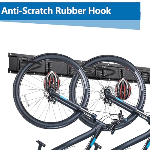 60.36in Vertical Wall Bike Rack Holds 6 Bikes 5 Helmet Hooks (6 Bikes - 20 inch - 3 Panels)