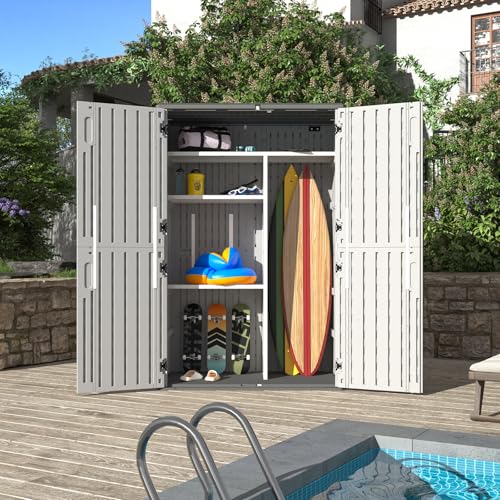 64 Cu.Ft Resin Storage Shed with Metal Shelving Kit & Floor (White / 64 Cu.Ft)