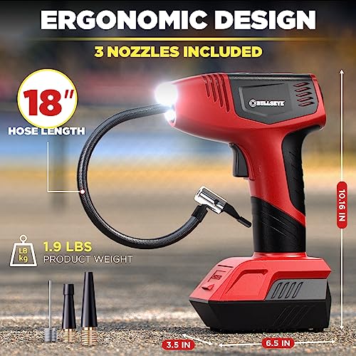 BULLSEYE PRO Tire Inflator with Pressure Gauge (Red)