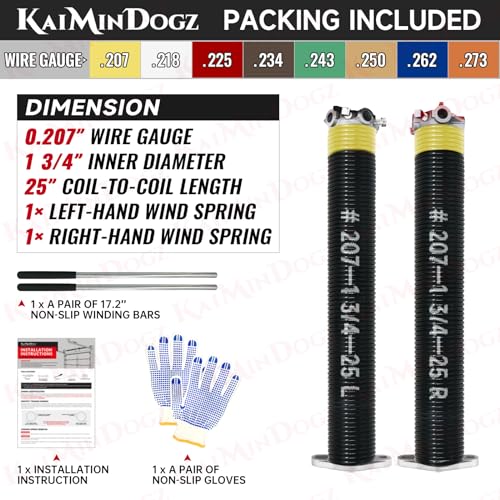 Pair of 1.75" Garage Door Torsion Springs Set with Non (0.207X1.75"X25")