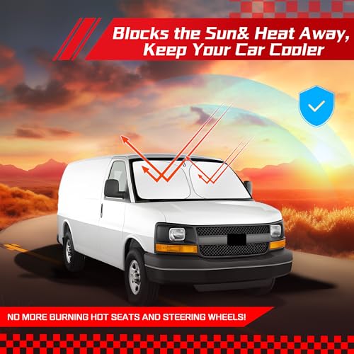 Windshield Sun Shade for Chevy Express (for Chevy Express Cargo Van 1996-2025 2026)