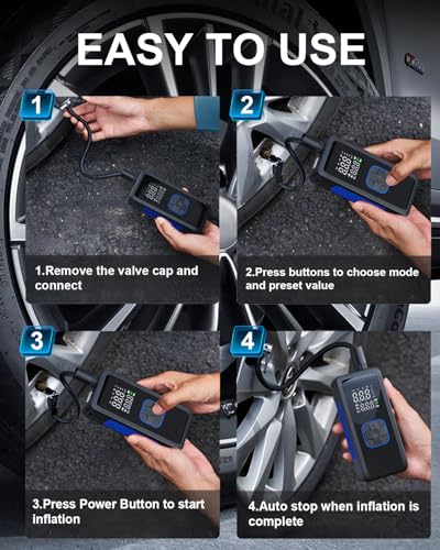 150PSI Portable Tire Inflator Air Compressor Digital Pump for Car Bike (6000mAh)