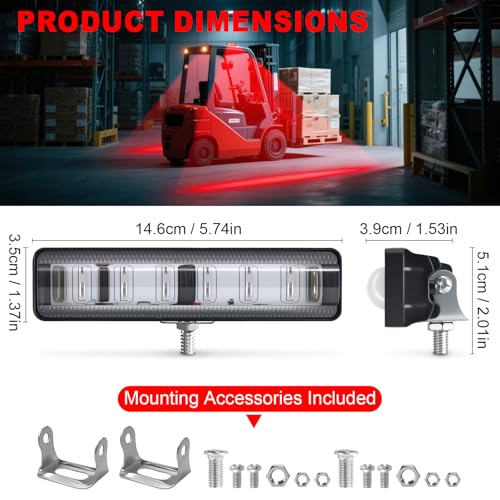 LED Forklift Safety Light Red for AGV Automated Guided Vehicle (Red / 2PCS)