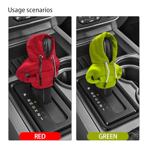 2PCS Car Gear Shift Hoodie Auto Shifter Knob Cover (Red&Green / 2 Pcs)