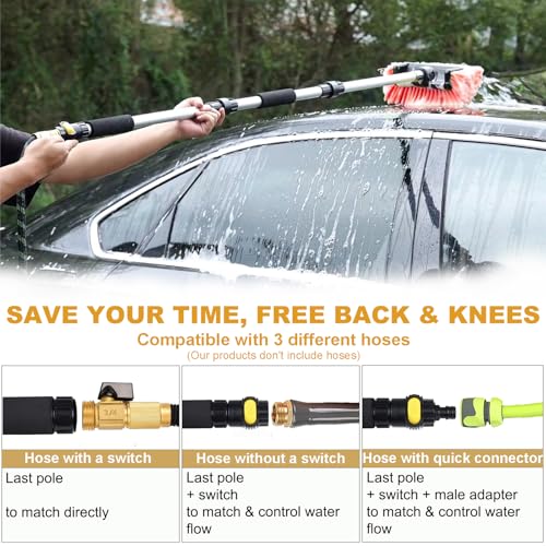 Car Wash Brush with Long Handle for Car Truck Boat RV SUV Washing (70" / Orange)