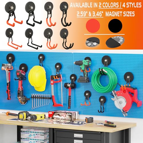 Pro Mag Upgraded Garage Magnetic Hooks (V1 Pro 2.59INCH 2PACK Black Medium Hooks)