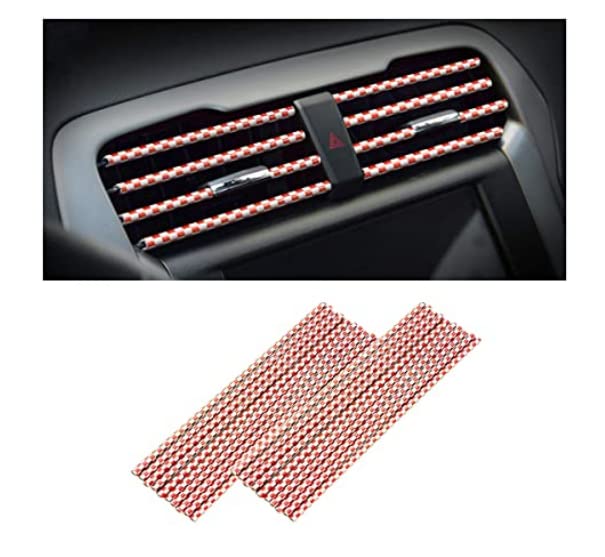 20PCS Bendable Car Air Vent Trim Strips (Red/Lattice)