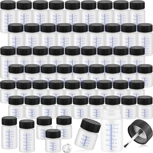 60 Pcs Touch up Paint Bottles with Brush 2 oz 1 oz Mixing Ball