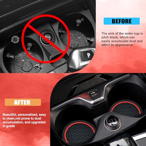 4PCS Car Cup Holder Coasters (Black/Red)