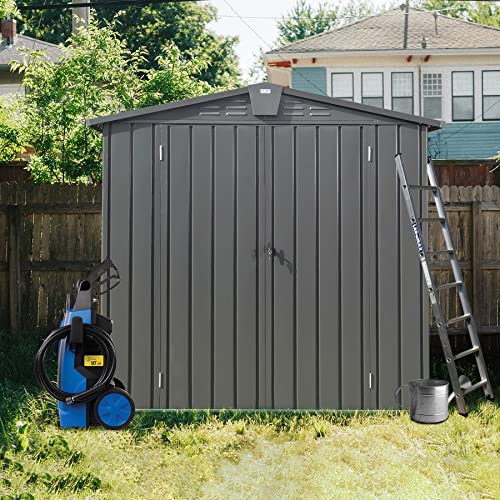 Domi Outdoor Storage Shed 6.5' x 4.2' (6' x 4' Gable Roof / Dark Gray)