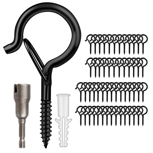 48 PCS Q Hanger Hooks with Safety Buckle (Black / 48 Pcs)