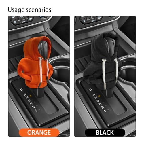2PCS Car Gear Shift Hoodie Auto Shifter Knob Cover (Black&Orange / 2 Pcs)