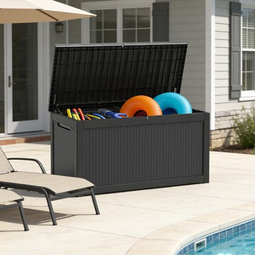 350 Gallon Resin Outdoor Storage Box (Black / 350 gallons)