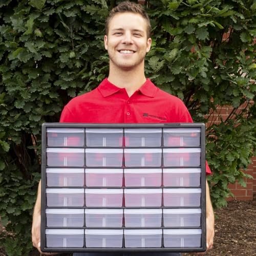 24 Drawer Plastic Storage Cabinet (Black / 24 Drawer / 1 Pack)