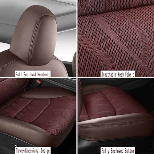 Tesla Model Y Seat Cover Full Set (Brown)