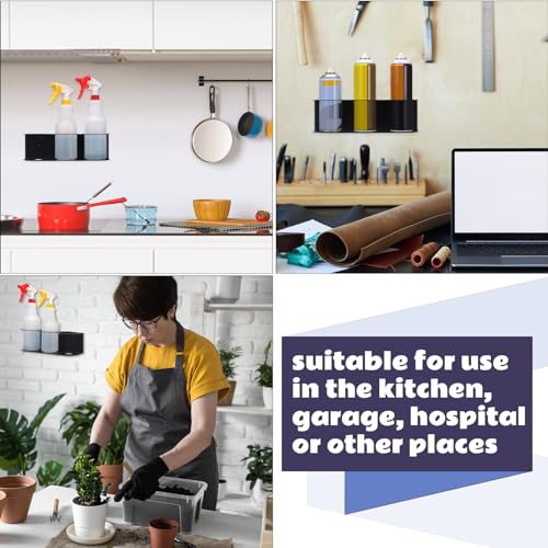2 Pcs 3 Holes All Purpose Steel Spray Bottle Holder Heavy Duty Can Holder Rack Organizer Easy Install Wall Mount Paint Spray Bottle Organizer Storage Rack for Garage Home Workspace (Black / 3 Holes)