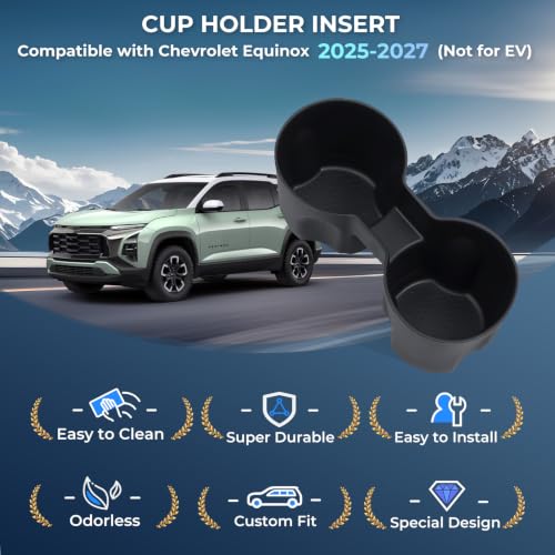 Center Console Cup Holder Inserts for Chevrolet Equinox 2027 2026 2025 (Cup Holder for 2024-2027 Equinox)