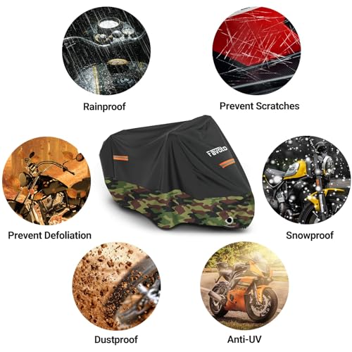 Motorcycle Cover Waterproof Outdoor Motorcycle Cover Heavy Duty (Camouflage / 96.5")