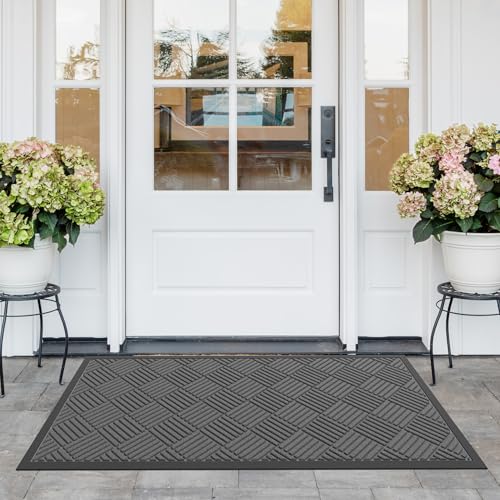 Durable Indoor Outdoor Door Mat (2' x 6' (Rectangular) / Gray-diamond)