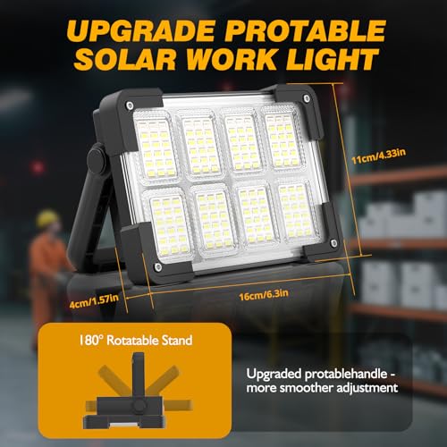 120W Solar Rechargeable 144 LED Work Light (Black)