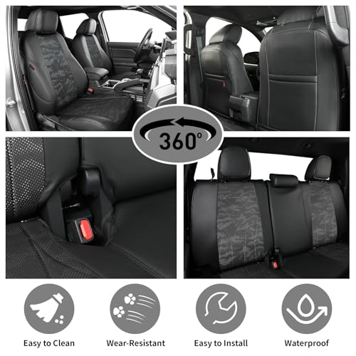 Tacoma Seat Covers Custom Fit for Toyota Tacoma (Leather(Black/Gray Camo A63) / 2024-2026 Tacoma (Hybrid) Full Set)