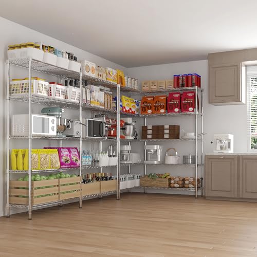 70" W Storage Shelves 1600LBS Heavy Duty Metal Shelving (Chrome / 69.8"W × 15.8"D × 71"H)