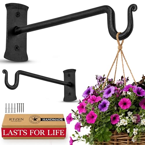 Plant Hangers Outdoor or Indoor Heavy Duty Wall Bracket Hooks (7.5 Inch / Shepherds Hooks)