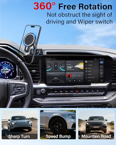 Car Phone Holder for 2022 (Silverado/GMC Sierra 2022-2026 (Extension Rod) / Magsafe+ Wireless Charger)