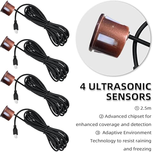 Parking Sensor Kit Backup Sensor Kit Reverse Sensor for Car 20 Color Options for Probes Adjustable Alarm Volume Professional Sensore de Reversa para Carro Safe Driving Assistant (Brown)