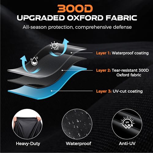 Heavy Duty Motorcycle Cover Waterproof Outdoor Storage Fits Up to 86.6" (Black / 86.6")