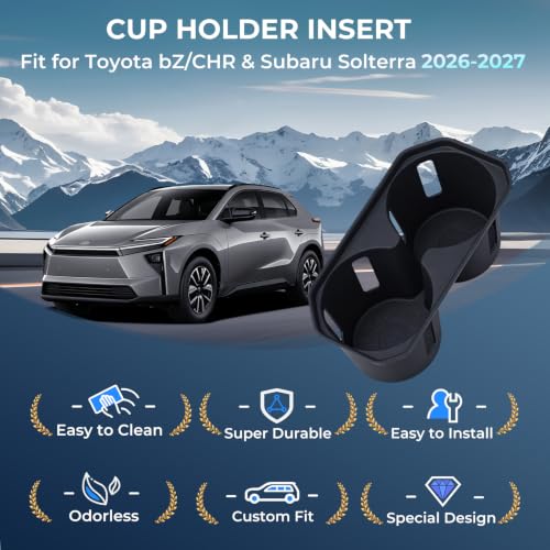 Center Console Cup Holder Inserts for Toyota bZ (Fits for 2026-2027 bZ/bZ Woodland & Solterra)