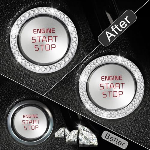 2 PCS Crystal Combinatorial Rhinestone Engine Start Decoration Ring (Set White)