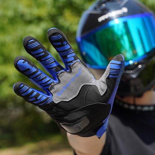 SPS 2 Unisex Touchscreen Road Racing Motorcycle MTB Sports Gloves Also fit BMX MX ATV Mountain Bike Bicycle Cycling Off (Blue SPS-2 / M Youth)