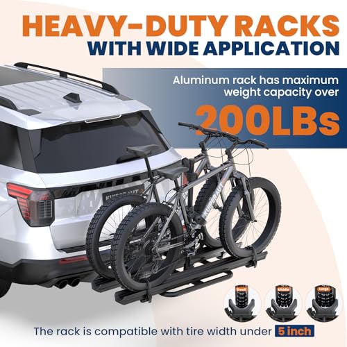 Aluminum 2 EBikes Rack Foldable 2'' Hitch Mounted Carrier Racks w (5 inch)
