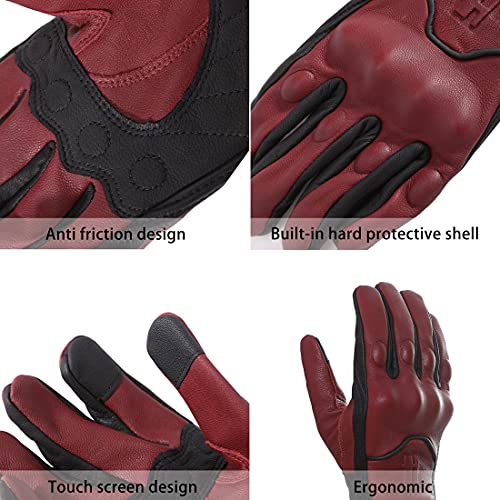 Mens Touchscreen Riding Gloves GM028US Oxblood Black L (Large / Oxblood/Black)