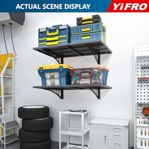 2 Pack 2x3ft Heavy Duty Garage Wall Shelving (Black / 2x3ft-2pack)