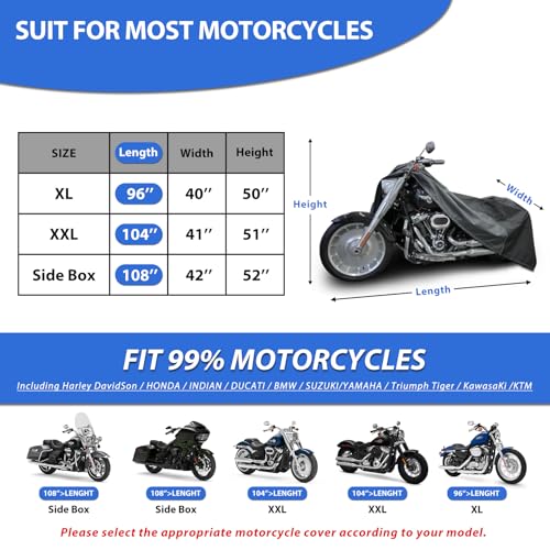 Motorcycle Cover for Harley Davidson Sportster Waterproof (96"-Sportster)