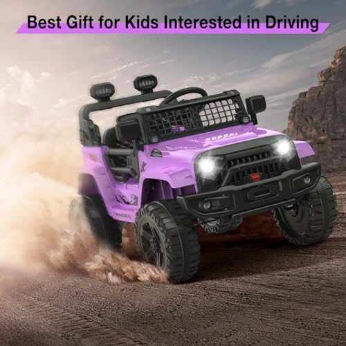12V Kids Electric Ride On Truck Car w (Purple)